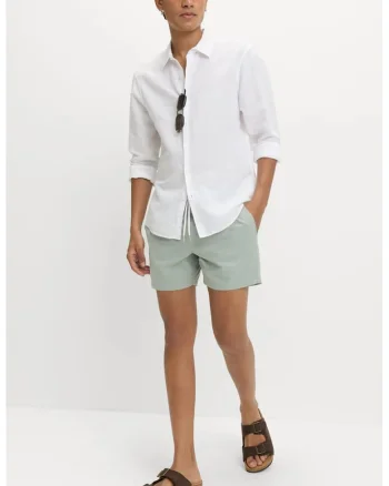 Pantaloni scurti de baie din material cu uscare rapida, Verde pal