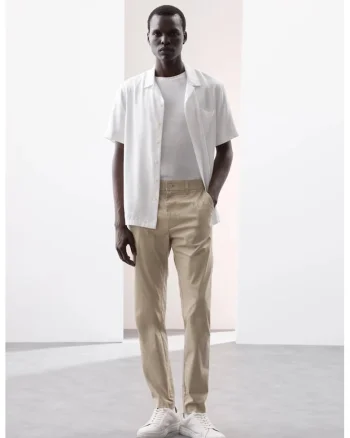 Pantaloni chino cu buzunar oblice, Maro nisip