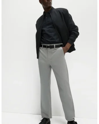 Pantaloni regular fit cu talie medie, Gri cenusiu