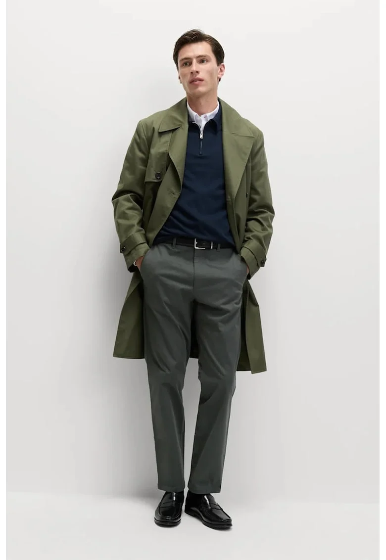 Pantaloni regular fit cu talie medie, Gri inchis
