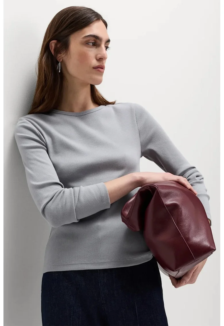Bluza slim fit din amestec de bumbac, Gri melange