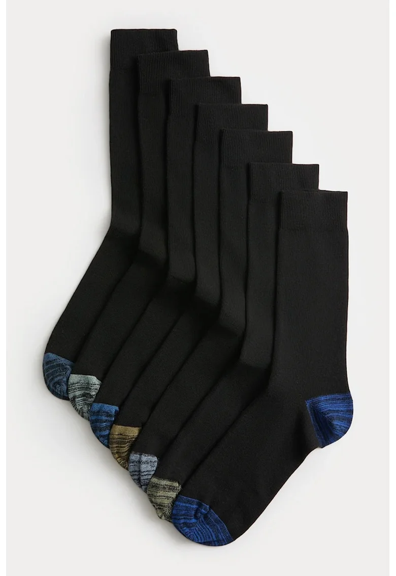 Set de sosete lungi uni - 7 perechi, Negru