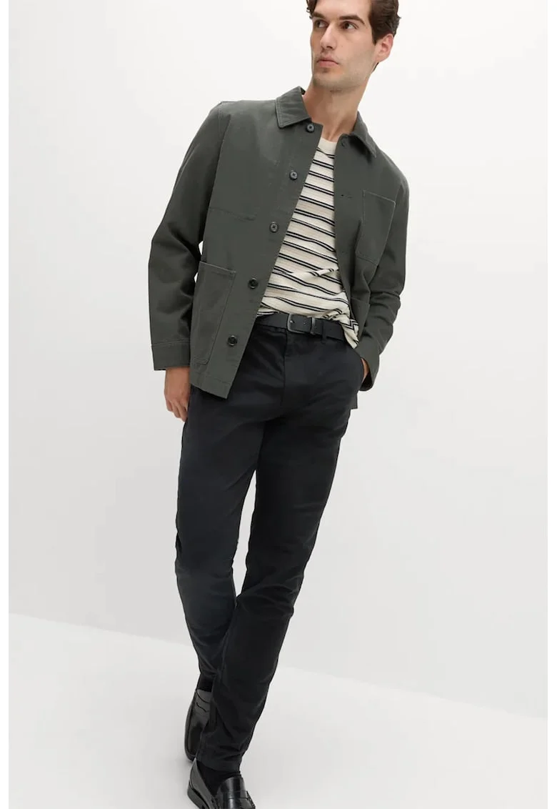 Pantaloni chino cu buzunare laterale, Negru