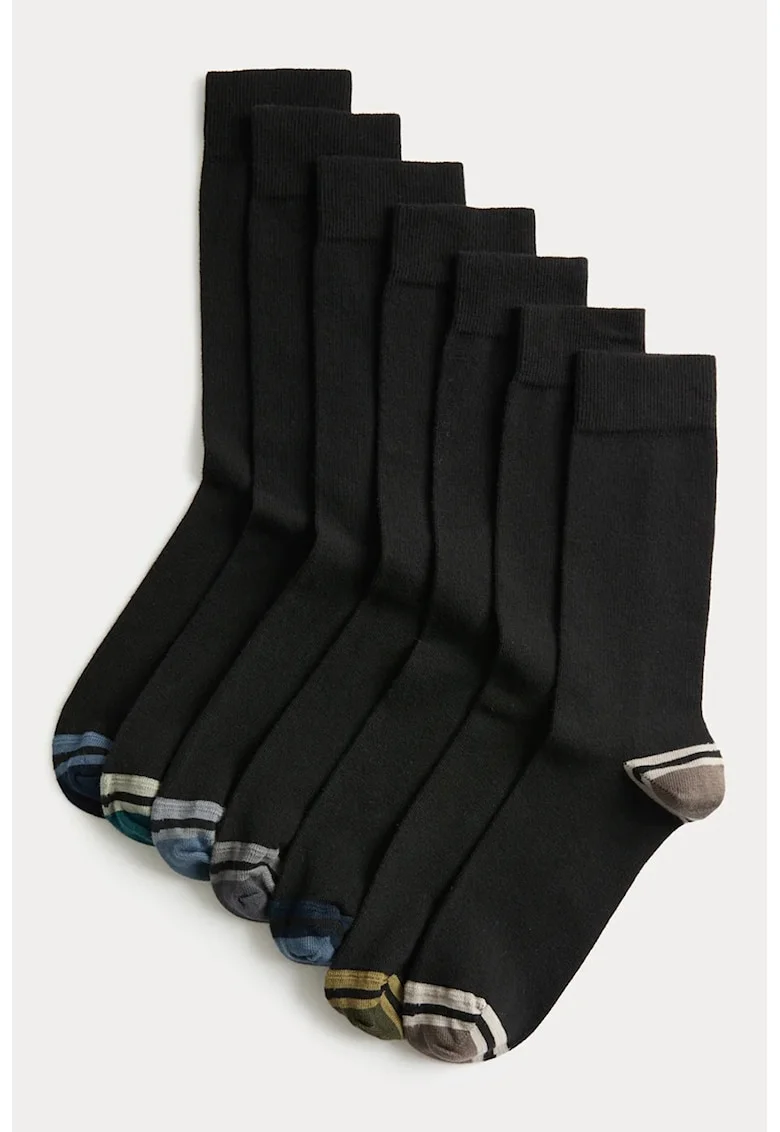Set de sosete lungi uni - 7 perechi, Negru
