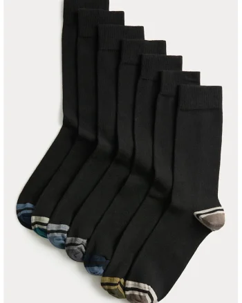 Set de sosete lungi uni - 7 perechi, Negru