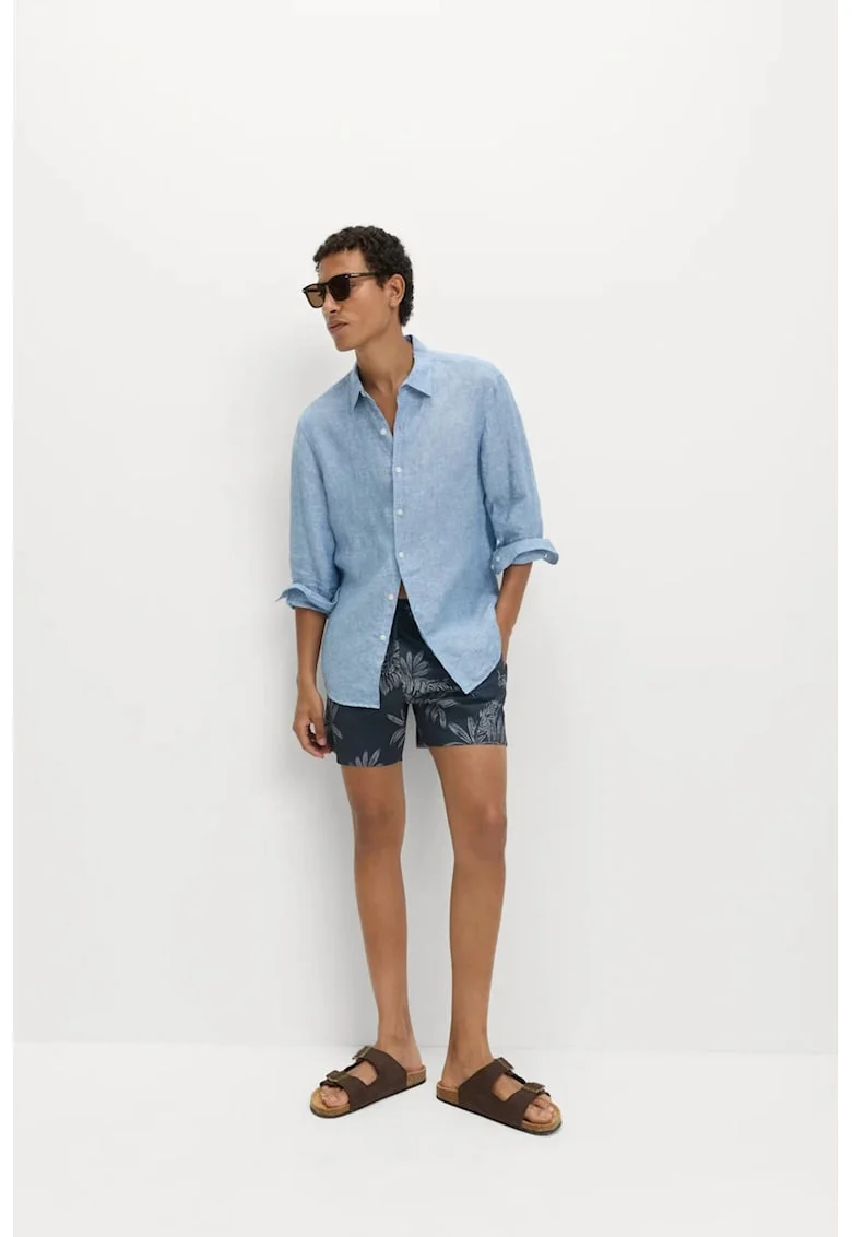 Pantaloni scurti de baie din material cu uscare rapida, Bleumarin