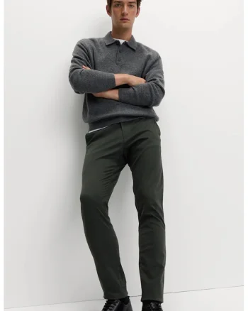 Pantaloni chino cu buzunare laterale, Gri inchis