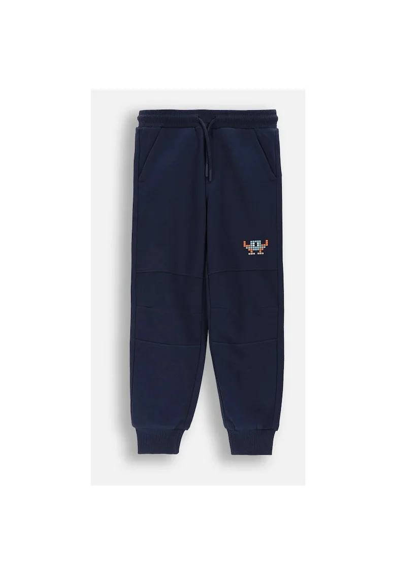 Pantaloni trening  bleumarin, cusaturi decorative, slim fit,