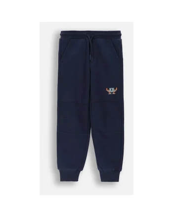 Pantaloni trening  bleumarin, cusaturi decorative, slim fit,