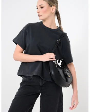 Tricou lejer din bumbac cu model uni, Gri antracit