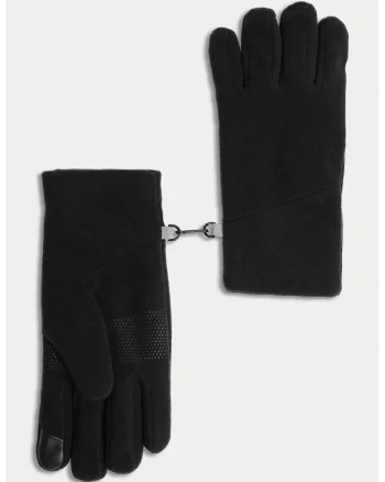 Manusi din fleece compatibile cu ecran tactil, Negru