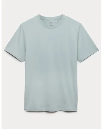 Tricou uni cu decolteu la baza gatului, Albastru pastel