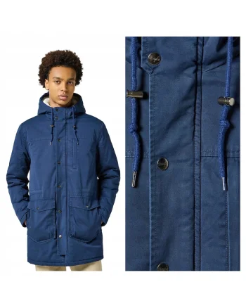 Jacheta Barbati,  Heavy Puffer, Regular Fit, Design Clasic, dwqfManeci Lungi, 2 Buzunare, Cu Fermoar, Bumbac, Albastru, Albastru