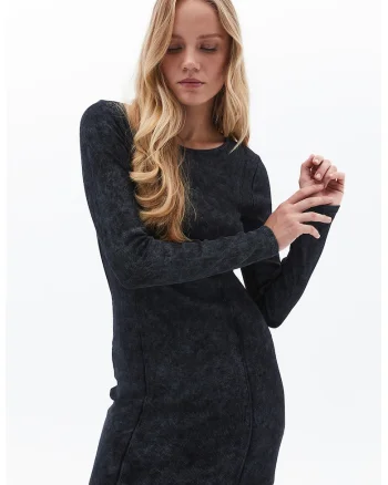 Rochie lunga cu decolteu rotund, Negru