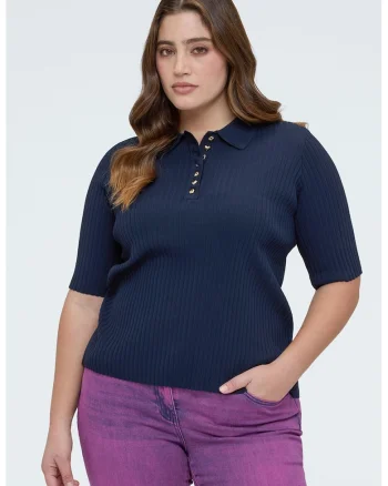 Tricou polo cu striatii, Bleumarin