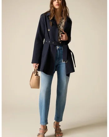 Blugi boyfriend fit cu aspect decolorat, Albastru deschis
