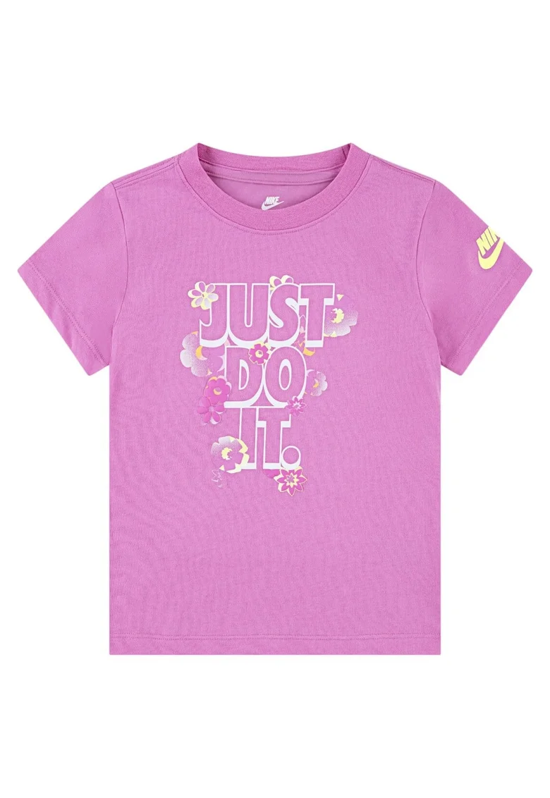 Tricou cu mesaj si model floral, Roz