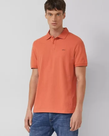 Tricou polo barbati, din bumbac cu croiala Regular Fit, logo,, Portocaliu