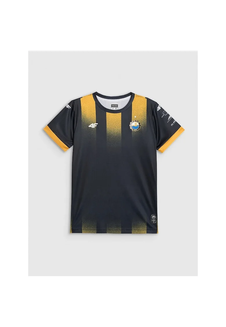 Tricou sport copii  negru/galben, poliester, tehnologie 4FDry, pentru fotbal