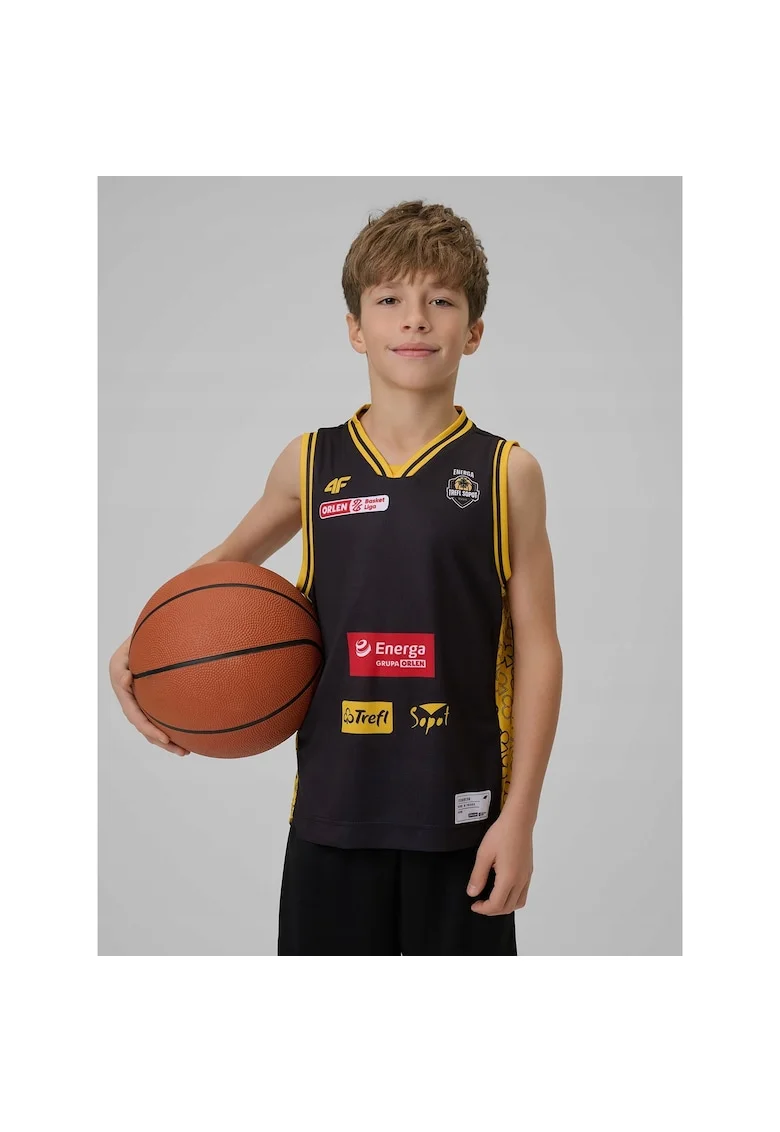 Maiou sport copii,  negru, pentru baschet, tehnologie 4FDry, respirabil, poliester,