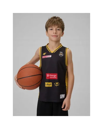 Maiou sport copii,  negru, pentru baschet, tehnologie 4FDry, respirabil, poliester,