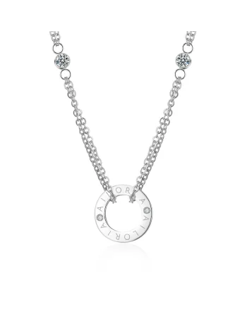 Colier de otel inoxidabil cu zirconia, Argintiu