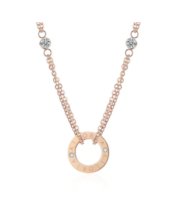 Colier de otel inoxidabil cu zirconia, Auriu rose