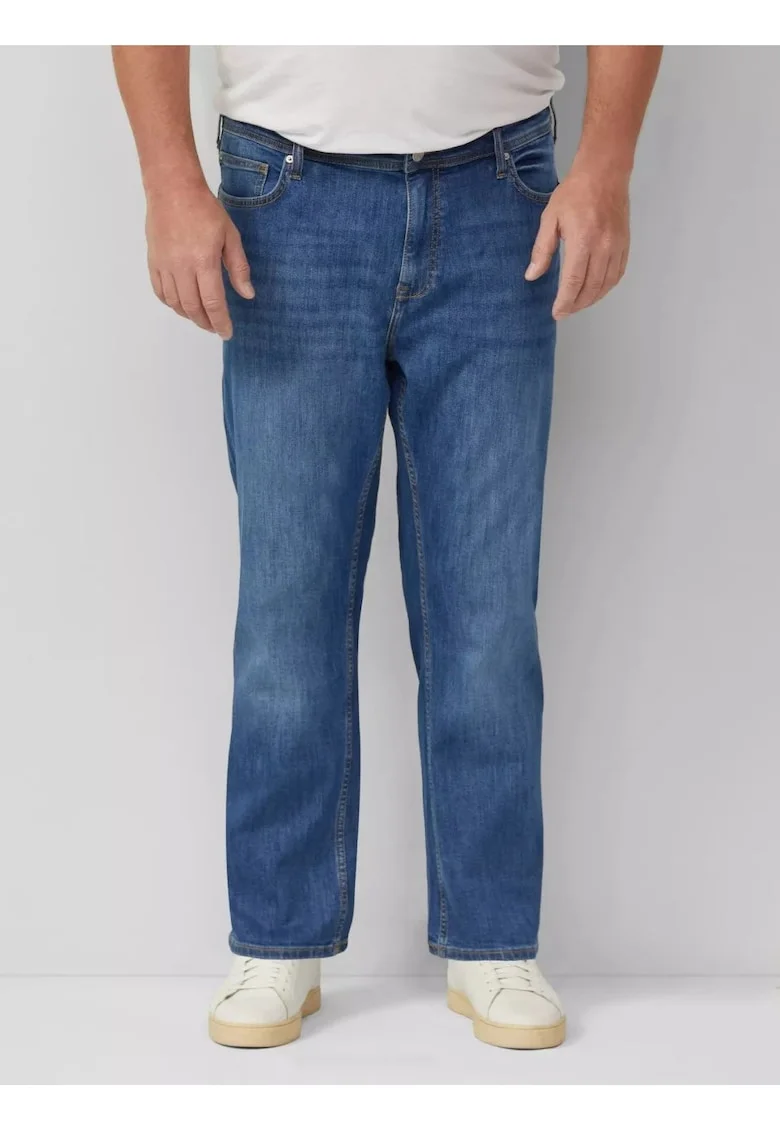 Blugi barbati big size Casby, cu talie medie, Albastru