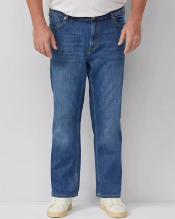 Blugi barbati big size Casby, cu talie medie, Albastru
