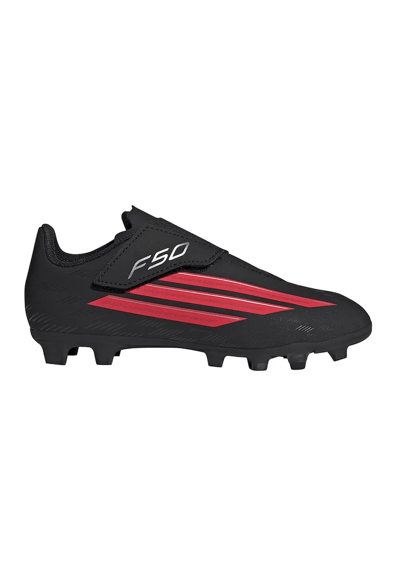Pantofi F50 Club Vel cu velcro, pentru fotbal, Rosu/Negru