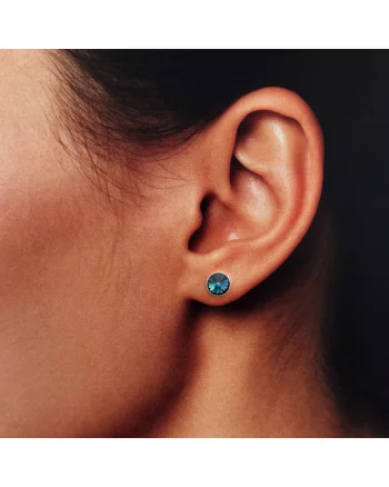 Cercei din Argint 925 cu Cristale Swarovski Albastre, 6mm, 10mm