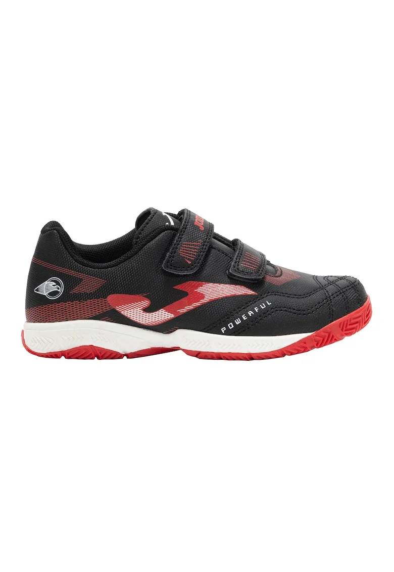 Ghete fotbal cu velcro copii Powerful JR pentru teren sintetic POJW2501TFV,  28 EU, Negru-Rosu Negru
