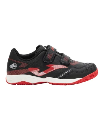 Ghete fotbal cu velcro copii Powerful JR pentru teren sintetic POJW2501TFV,  28 EU, Negru-Rosu Negru