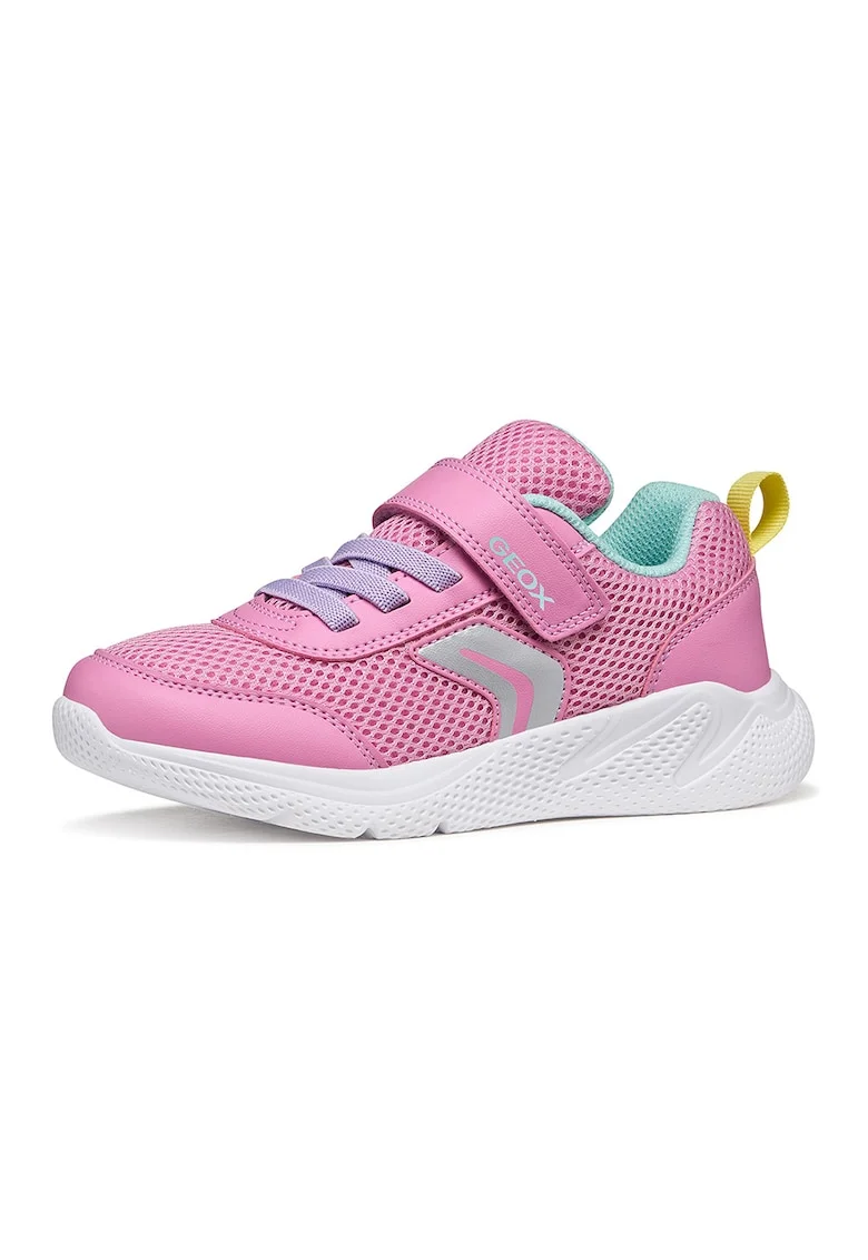Pantofi sport Sprintye usori din plasa cu garnituri din piele ecologica, Roz/Argintiu