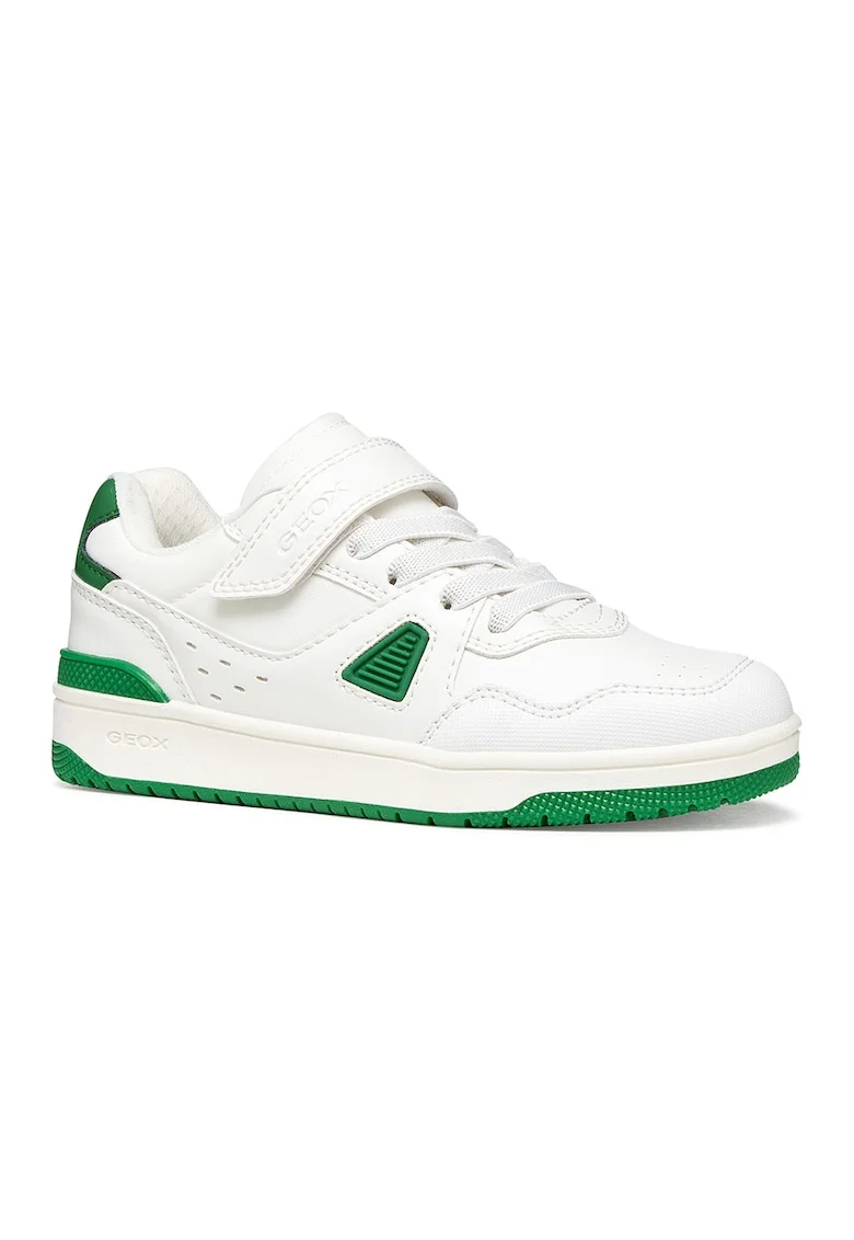 Pantofi sport Washiba din piele ecologica cu velcro, Alb/Verde