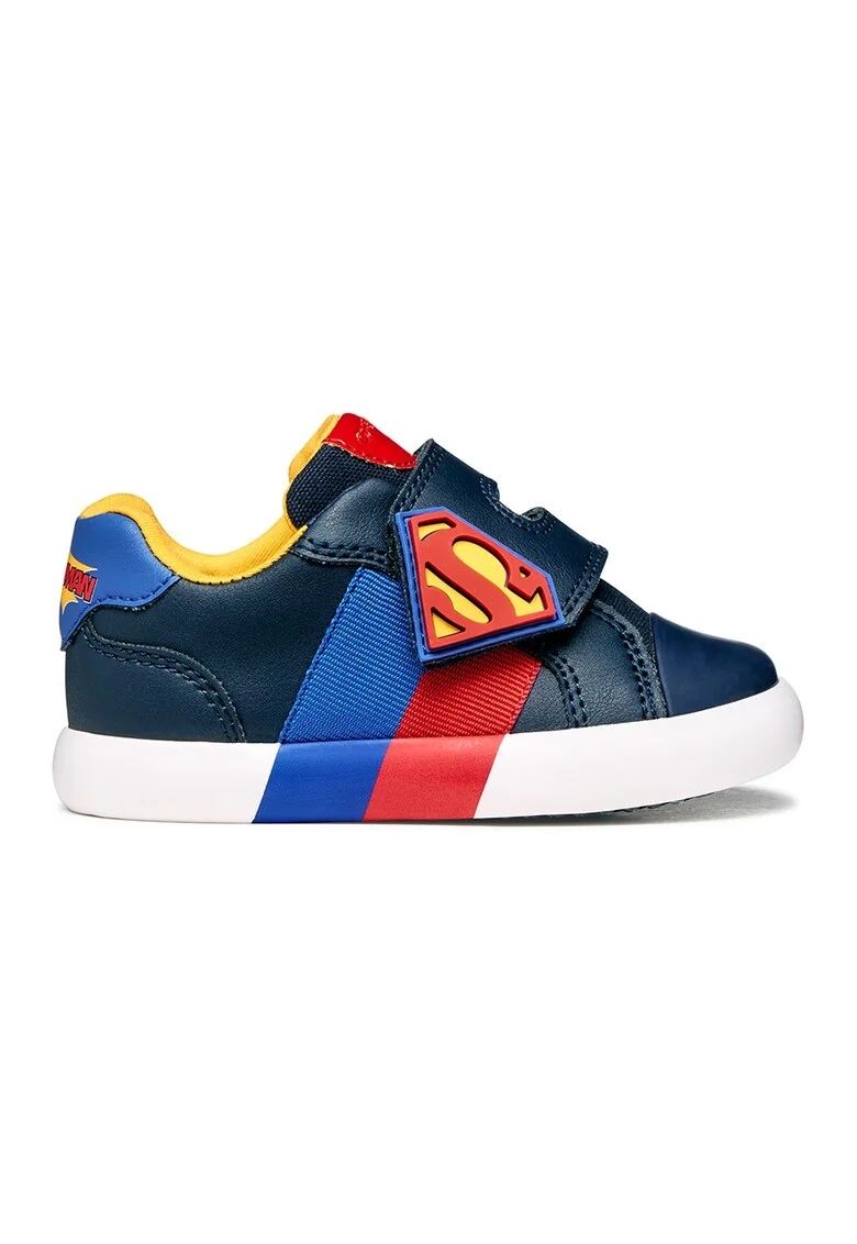 Pantofi sport cu detalii desene animate si velcro, Rosu/Albastru royal/Bleumarin