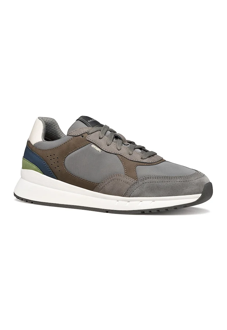 Pantofi sport Branthon low-cut cu insertii din piele ecologica, Maro taupe deschis/Grej