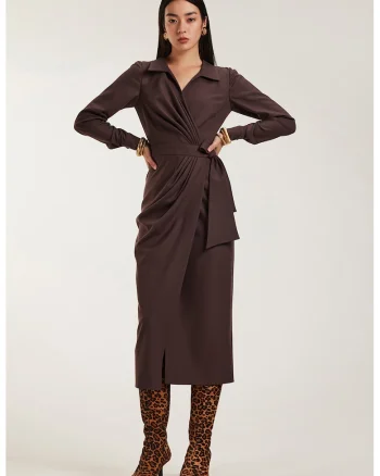 Rochie midi cu croiala petrecuta Margot