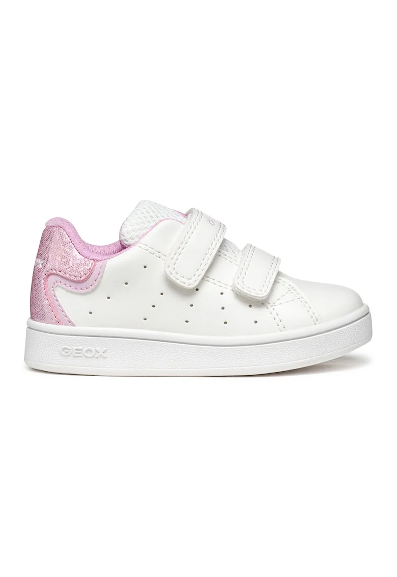 Pantofi sportEclyper Toddler din piele ecologica cu detaliu stralucitor, Alb optic/Roz