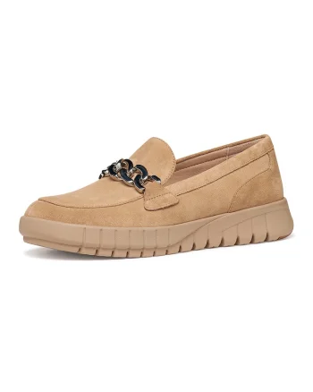 Pantofi loafer din piele intoarsa cu talpa wedge Flextride, Bej