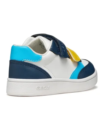 Pantofi sport Eclyper Toddler din piele ecologica cu velcro, Galben/Alb optic/Bleumarin