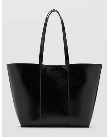 Geanta shopper de piele ecologica, Negru