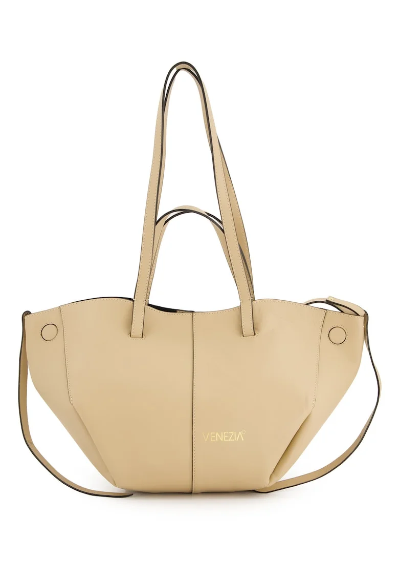 Geanta shopper din piele cu logo print