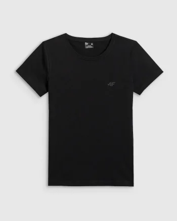Tricou dama  bumbac, slim, negru, Negru