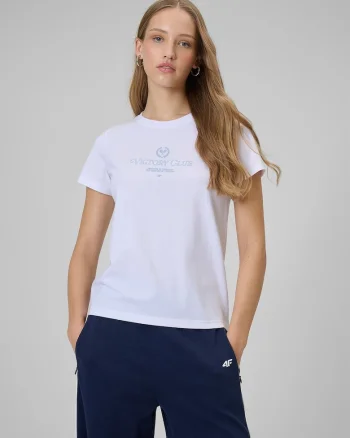 Tricou alb cu imprimeu pentru femei, Alb