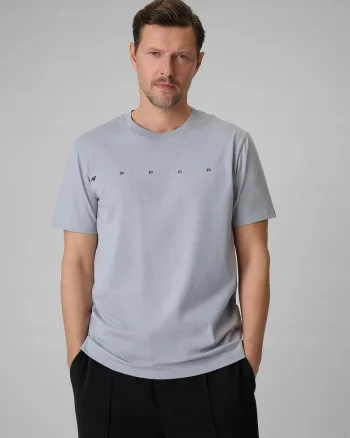 Tricou barbat,  gri, bumbac, regular, imprimeu