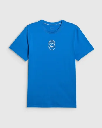 Tricou barbati  albastru regular, bumbac moale, croiala lejera, albastru