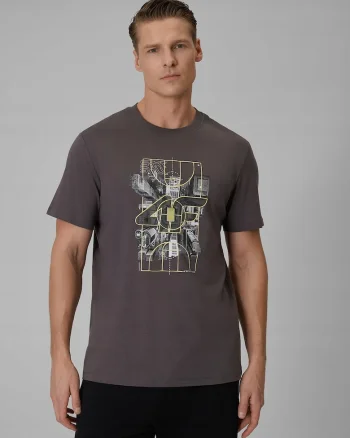 Tricou barbati  gri cu imprimeu, Gri