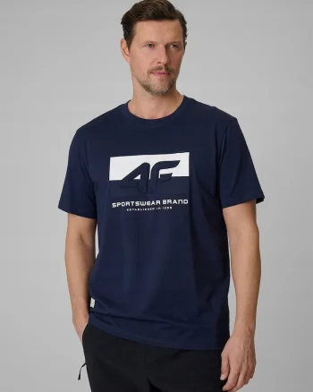 Tricou cu imprimeu 3D,  bleumarin, regular, Bleumarin