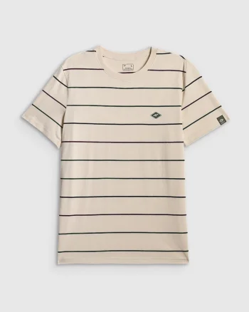 Tricou barbati  bumbac, bej regular cu imprimeu